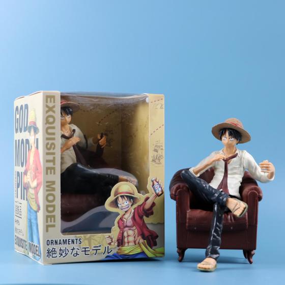 Market wholesale top selling item Cartoon Anime 3 color One pieces Sitting Sofa Luffy Figure Toys