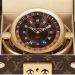 Trunk Table Clock, Quartz, 80mm, Steel, Monogram