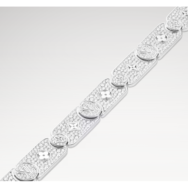 LES GASTONS VUITTON MASTERPIECE GOURMETTE 18K GOLD (WHITE) DIAMOND BRACELETTE
