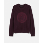 Medusa embroidered cable-knit sweater