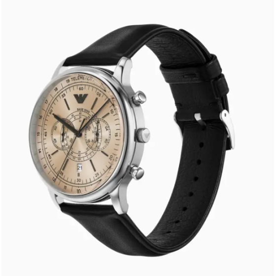 Men's large dial leather wristband trendy avant-garde quartz watch