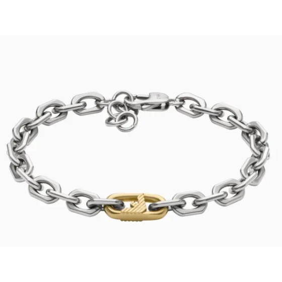 Men's Steel Curb Chain Contrast Eagle Logo Trendy Avant-garde Bracelet
