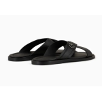 Men's Calf Leather Cross Strap Flat Colorblock Casual Sandals