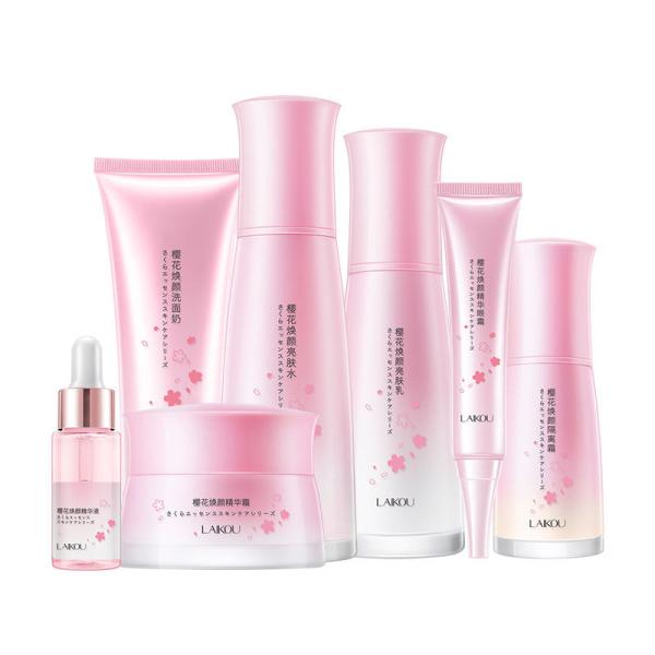 Private Label Skincare Sets Sakura Cream Set Organic Face Serum Whitening Skin Care Set Facial Rejuvenating Anti Aging Natural