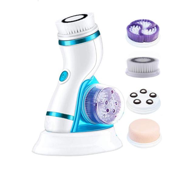 Amazon Hot Sales Wireless Charging Waterproof Spin Electric 4 in 1 Facial Cleansing Brush for Beauty Personal Care