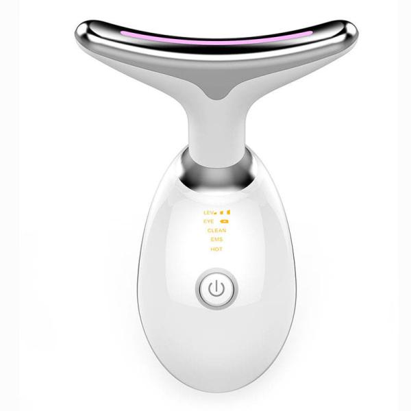 Newest 7 Colors LED Light Therapy Vibration Beauty Facial Neck Massager Heated Face Neck Lifting Device for personal home use