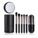 6 IN 1 Portable Mini Size Make up Brushes Kits Custom Logo Small Travel Professional Black Makeup Brushes with Mirror Holder