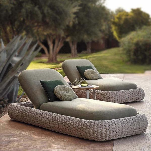 Luxury Modern Round Rattan Woven Moon Chair Popular Outdoor Leisure Sunbed Furniture For Pool Hotel Park Hall Use