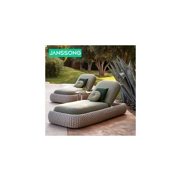 Outside Hotel Lounger Aluminum Frame Sunbed Villa Terrace Rattan Outdoor Foldable Terrace Sunbathing Pool Garden Lounge Chair