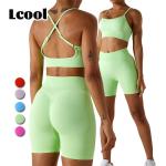 Lcool Athletic Scrunch Sports Wear Set Seamless Workout Set High Impact Sports Bra 2 Piece Gym Fitness Yoga Set