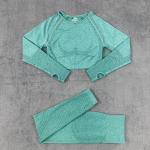 2PCS Seamless Yoga Set Sexy Long Sleeve Drawstring High Waist Leggings Workout Cloth Athletec gym fitness sets Women Set