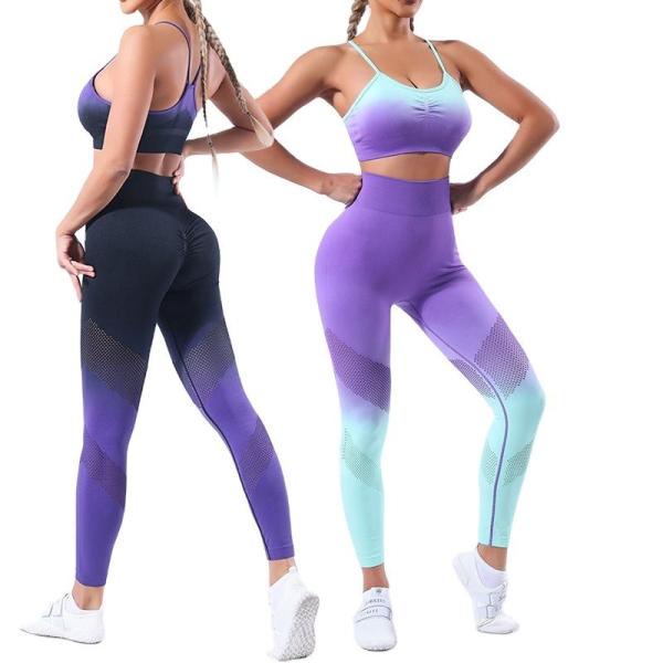 Best Selling New Sports Wear Yoga Sets Fitness Women Gym Suit Gradient Seamless Workout Yoga Set for Women