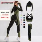 Ropa Deportiva Ladies Workout Clothing Gym Sports Seamless Fitness Yoga Active Wear 3 Piece Plus Size Women Yoga Set With Jacket