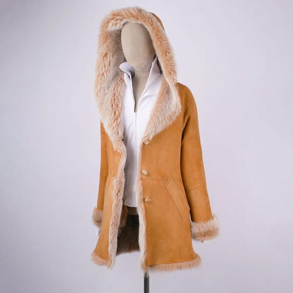 NAFA Customize Ladys New Fashion Hight Quality Luxury Hooded Shearling Fur Coat with Best Workmanship