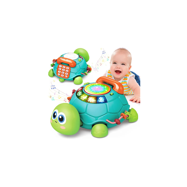 New design baby phone toy educational multifunctional crawling induction baby telephone toy musical turtle toy